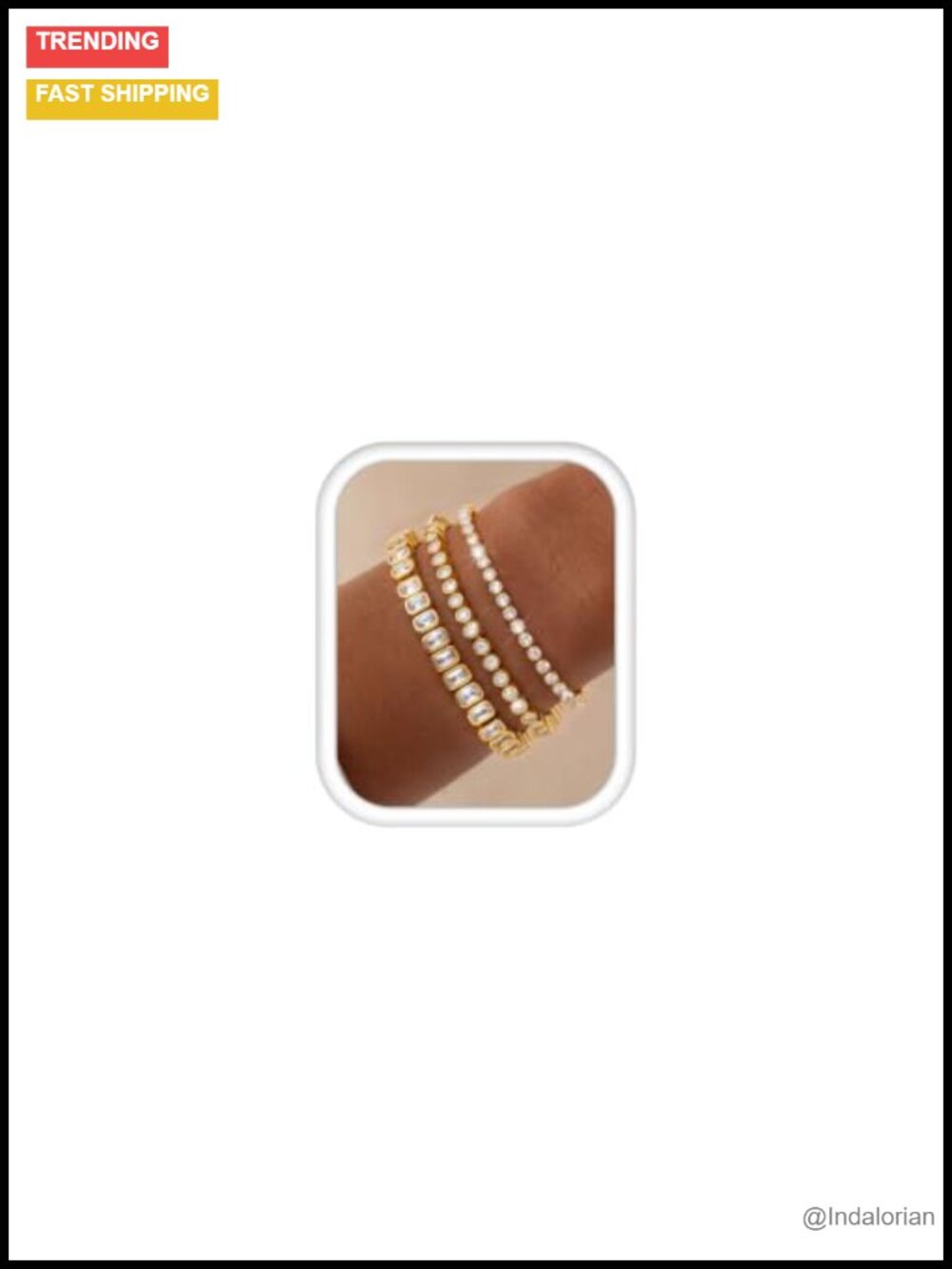 5A CZ Gold Plated Tennis Bracelet Set of 3 Stackable 7.5 Inch Women Jewelry